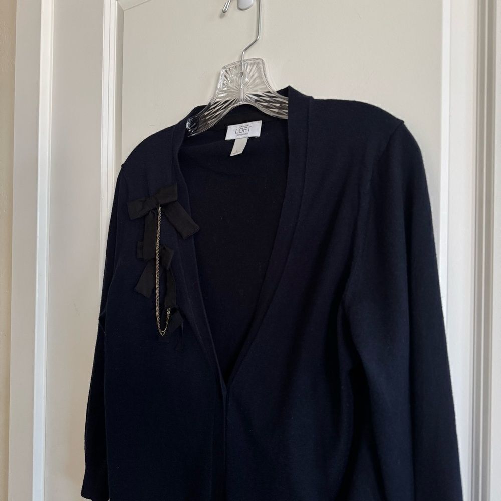 LOFT V-Neck Cardigan Sweater with bow detail - Picture 2 of 5